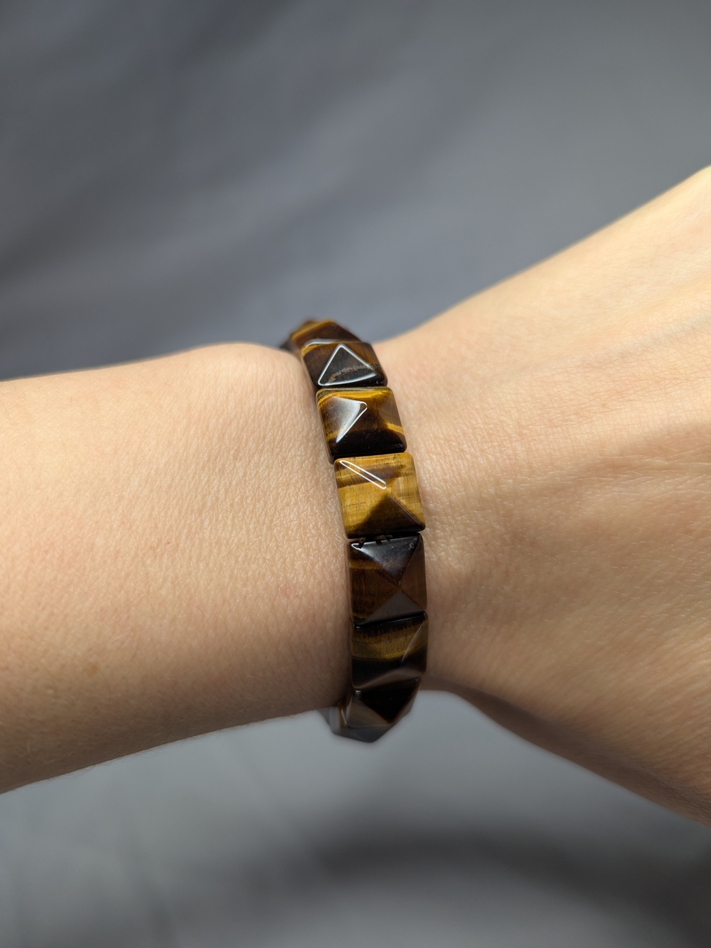 Men's Tiger Eye Pyramid Bead Bracelet - Brown